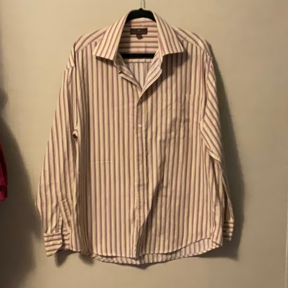 Classic Beige Striped Button-Down Shirt - Picture 1 of 5